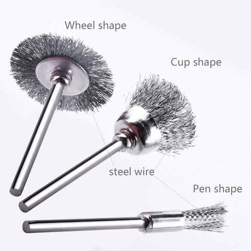Rocaris 60 Pcs Wire Brushes Set, Steel Wire Wheels Pen Brushes Kit for Rotary Tool Accessories