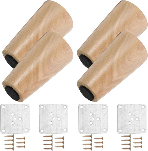 Luxshiny 4pcs Solid Wooden Furniture Legs with Anti-Slip Pads Straight Replacement Bed