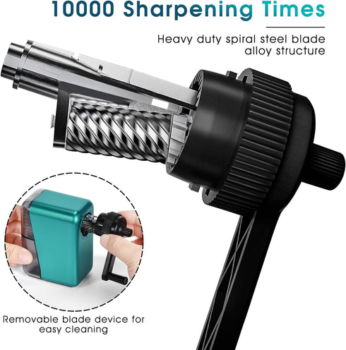 Manual Pencil Sharpener Hand Crank for Kids with Auto Stop Function, Charcoal Pencil Sharpener (Blue 1)