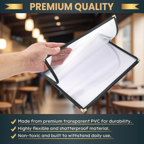 8.5 11 Inch, 2 Pack (3 6 Menu Covers x Clear View Menu Holder Transparent Menu Sleeve, Fits Letter Size Paper