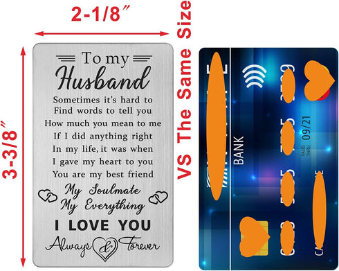Gifts for Husband Wallet Card, Wedding Anniversary Card for Him, Romantic Birthday Gifts from Wife
