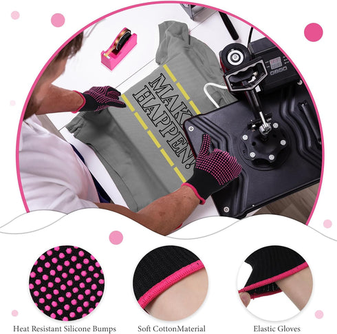 Kosiz 20 Pcs Heat Tape Dispenser Set with Gloves, Multi Size Heat Tape for Sublimation, Nonskid Base
