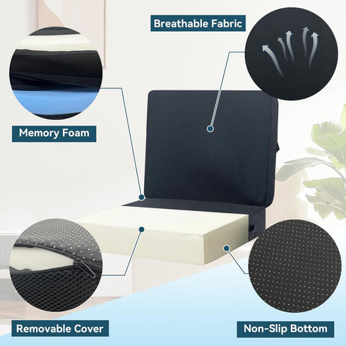 Tailbone Thick Booster Car Seat with Back, Seat Cushion for Pain Relief, Portable Breathable Mesh Fabric, for Office