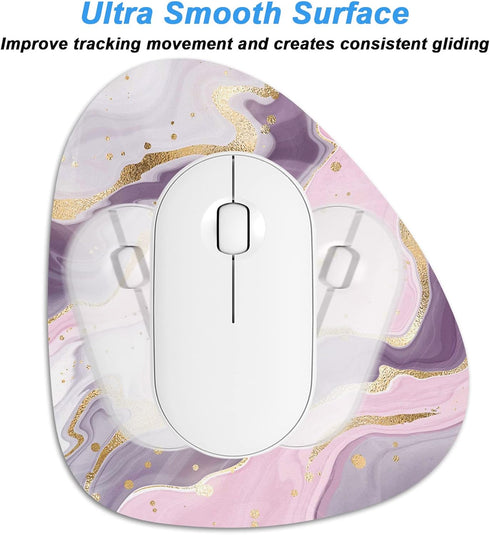 Rimilak Small Mouse Pad 6 x 7 Inch, Irregular Mini with Non-Slip Rubber Base, Waterproof for Home Office - Pink Gold