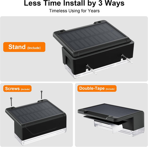 8 IP65 4 Pack Ellasay Solar Fence Lights Outdoor: Lighting Modes with RGB Solar Powered Deck Light - Waterproof - Wall