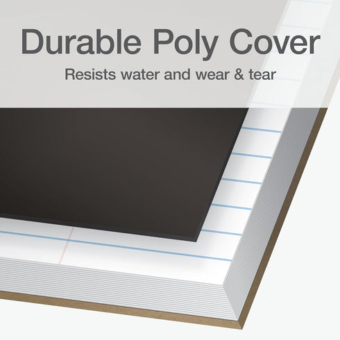 Oxford 3 Subject Spiral Notebook, College Ruled, 6 Pack, Water Resistant Poly Cover, 150 Sheets