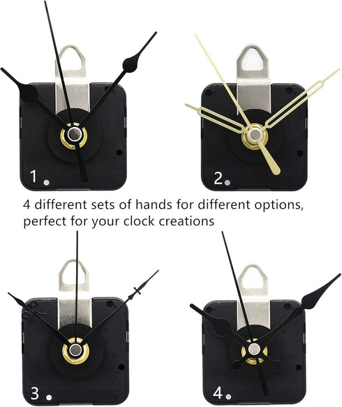 TIKROUND 12888 2 Pack Clock Movement Mechanism with 4 Pairs of Short Hands, Quartz Clock Motor Kit
