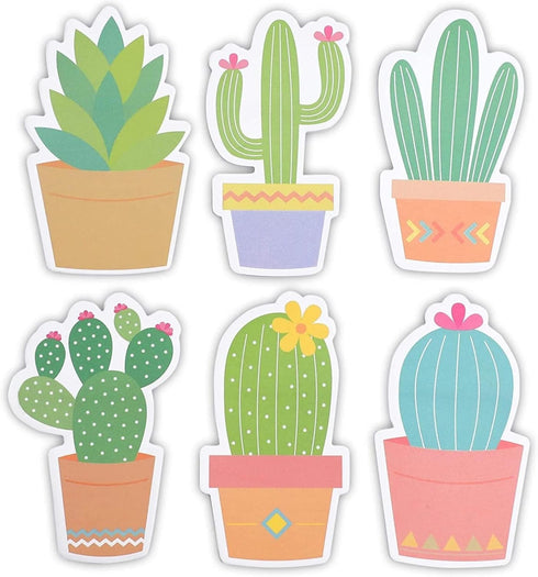 Paper Junkie 6-Pack Cactus Sticky Notes, 2.75 x 4.5 in Multicolor, 120 Sheets, Cactus Gifts & Teacher Gifts
