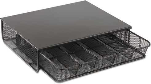 Safco Products Coffee and Sugar Organizer 3274BL Hospitality Tray, Black, 1 Drawer, 12"W x 11"D x 3 ¼"H
