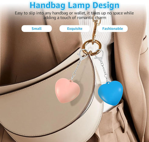 bigjvbfv 1/2/4Pcs Girls(1*Blue+1*Pink) Purse Glow Heart Light LED Automatic Sensor Purse Light Touch Activated Handbag
