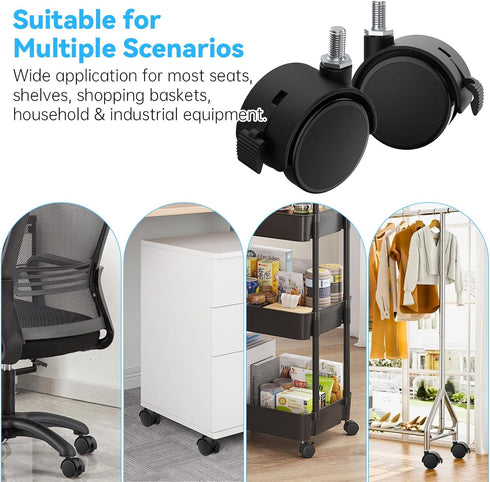 Fevbcnrj 4 2 Inch M8 360 PCS TV Stand Wheels, Swivel Caster Wheels Threaded Stem, Heavy Duty Casters with Locking
