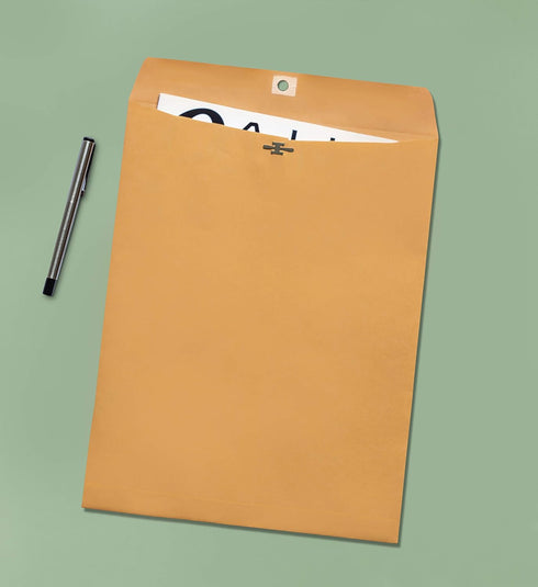 EnDoc 10 x 13 Clasp Envelopes, 100 Pack, Brown Kraft, 28lb Heavyweight Paper