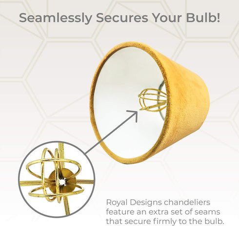 CS-1107-5MU 3 5 4.5, Royal Designs, Inc. Velvet Empire Chandelier Shade, x x Mustard