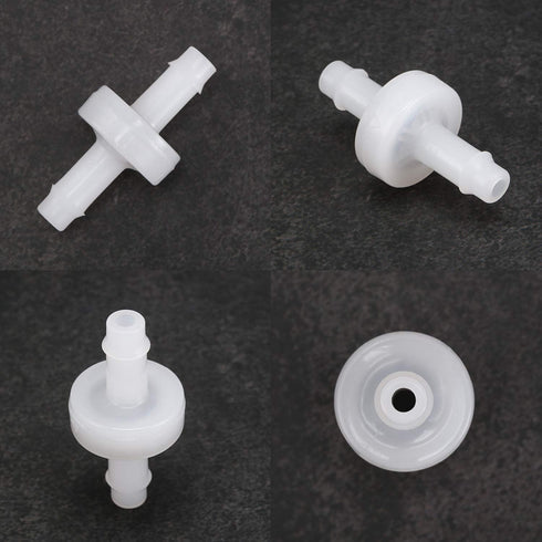 Mudder 4 Packs Check Valve, 1/4 Inch 6mm PVDF One-Way Check Valve for Fuel, Gas, Liquid, Air