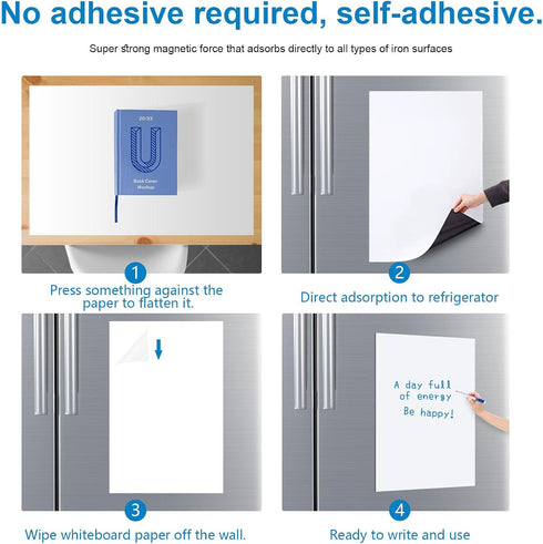 Magnetic Fridge White Board Paper, 16" x 24" Large Dry Erase Board Sheet for Kitchen Refrigerator Organizer and