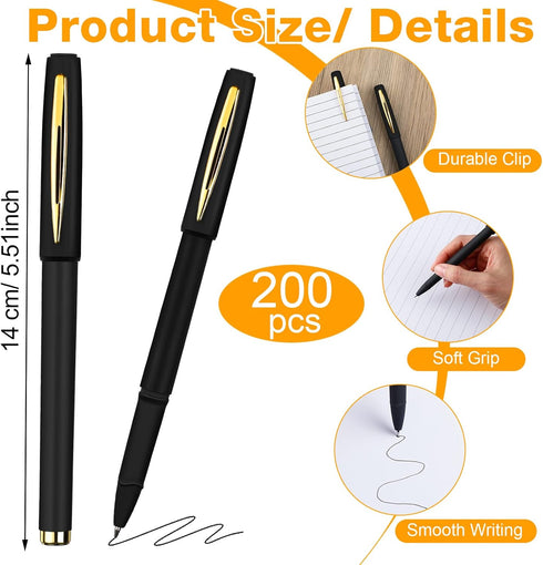Outus 200 Pcs Black Gel Ink Pens, Ultra Fine Point Rollerball Pens for Office, School, Writing, Sketching