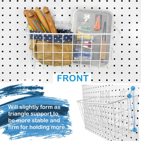 G.CORE 2 Pack Pegboard Baskets, Metal Shelves Hooks for 1/8" 1/4" Peg Boards, Organize Tools Workbench Accessories,