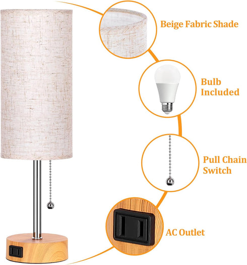 3-Color Bulb Dott Arts Table Lamp for Bedroom, Bedside Lamps with Pull Chain, Bedroom Table Lamps for Nightstand,AC