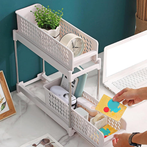 NOENNULL Rolling Cart Storage Trolley Cart Slide Out Rolling Utility Cart Shelf Rack on Wheels Multi-purpose Shelving