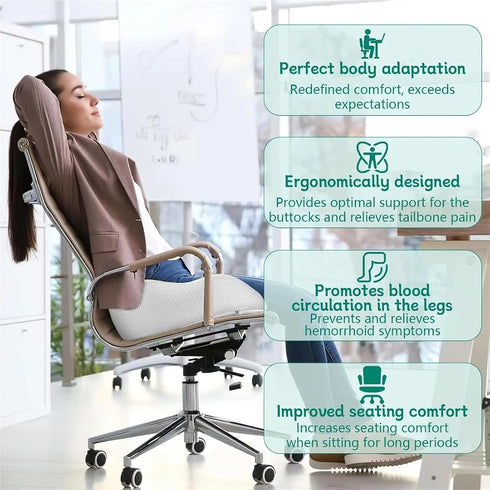 Generic Memory Foam Orthopedic Cushion, Ergonomic Coccyx, Adjustable Seat Width, for The Office,car(Dark Gray)