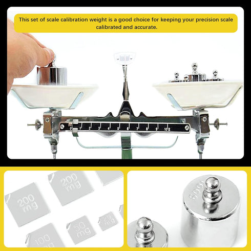 7 Pcs Precision Scale Calibration Weight Set: 5g, 10g, 2x20g, 50g, 100g Steel Weights with Tweezers
