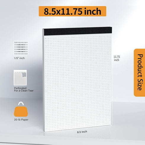 AILZFEI 2 Pack 8.5 11 30 5x5 (5 inch), 8.5"x11" Dot Grid Desk Notepad x Dot Paper Pad, Sheets per Pad, White, Dots per