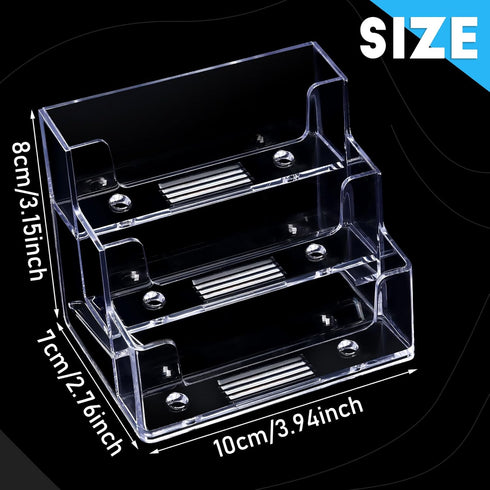 TecUnite 2 Pieces Business Card Holder, 3 Tiers Clear Acrylic Stand for Desk Organizer Storage, 180 Cards Capacity