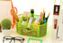 VANRA Metal Mesh Desk Supply Caddy, Desktop Office Supplies Organizer, 8 Compartments with Drawer (Green)