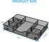 Desk Drawer Organizer Tray, Metal Mesh with 6 Adjustable Compartments, 12 x 8.26 x 1.96 inch, Black, 1 Pack