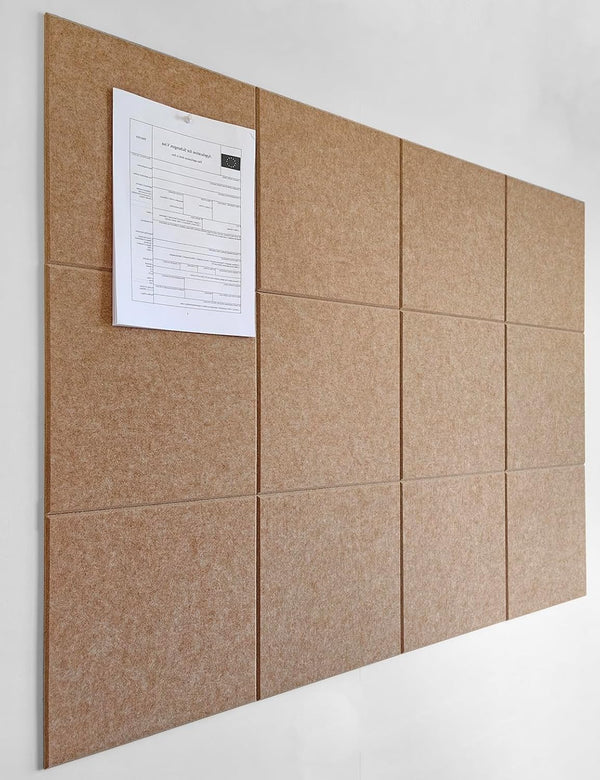 Large Cork Board Alternative - 47"x35", 12 Pack Felt Wall Tiles with Safe Removable Adhesive, Suntan