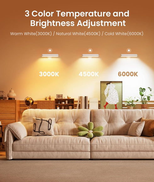 7500mAh 3 360 Dimmable 15 Colors,White,1Pack PopoIron Wall Sconce with Rechargeable Battery LED Wall Light for Bedroom