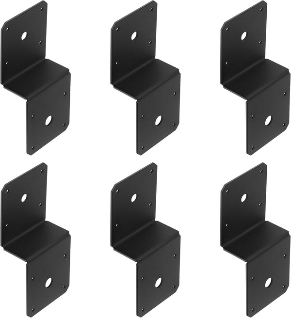 6 PCS Black 2" Z Tie Plate for Post to Beam - 13 Gauge Metal Joint Thickness for 2x4 Joist and 4x4 Post