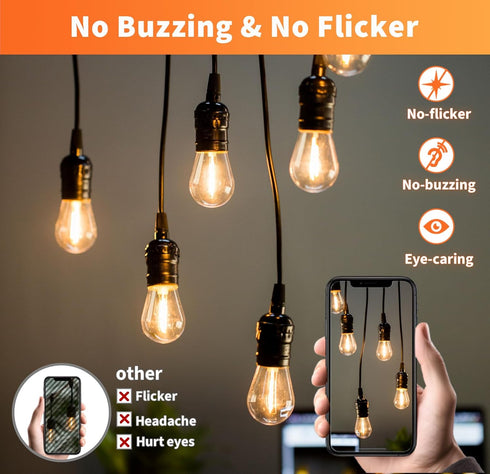 ALAMPEVER S14 LED Outdoor Light Bulbs, 15 Pack Replacement for String Lights, Shatterproof Waterproof 2200K Warm White