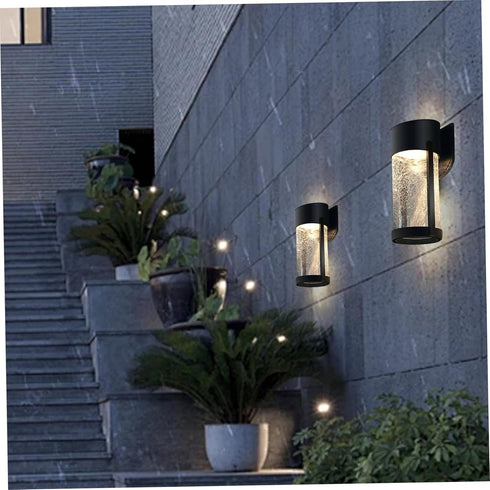 AwnsIMfreien Wall Light Fixtures, Solar Wall Lights, Waterproof LED Dusk to Dawn Outdoor Lighting, Crackled Glass Solar