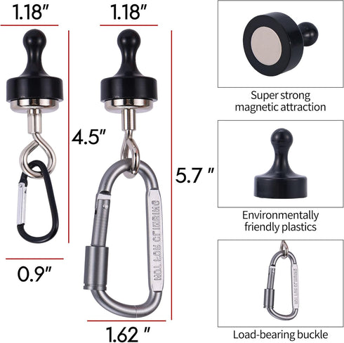 Magnetic Hooks for Canopy, Heavy Duty Magnet Clip Hanger with Carabiner for Camping, Multifunctional Tent