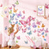 decalmile Pink Butterfly Wall Stickers Colorful Watercolor Butterflies Wall Decals Baby Nursery