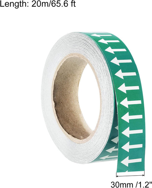 PATIKIL White on Green Color Arrow Tape Vinyl Stickers Arrow Labels 30mm/1.2" for Pipe Markers, 1 Roll by PATIKIL
