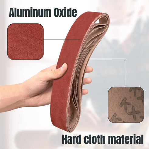 POWERTEC 424208A 10PK Sanding Belts, 80 Grit Aluminum Oxide for Belt Sander, Woodworking, Metal Polishing