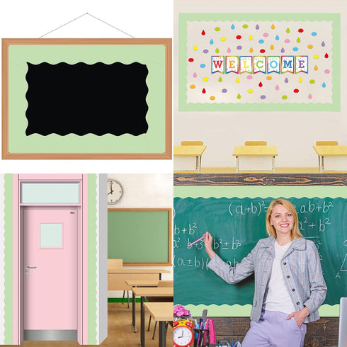 Fancy Land Mint Green Scalloped Bulletin Board Border Trim, 52ft One Roll for Classroom Decoration