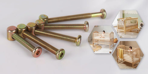 XVTHOAKU 26Set M6x20/40/50/60/70/80mm Baby Bed Frame Bolts, Crib Screws Hardware Replacement Kit, Hex Drive Socket Cap