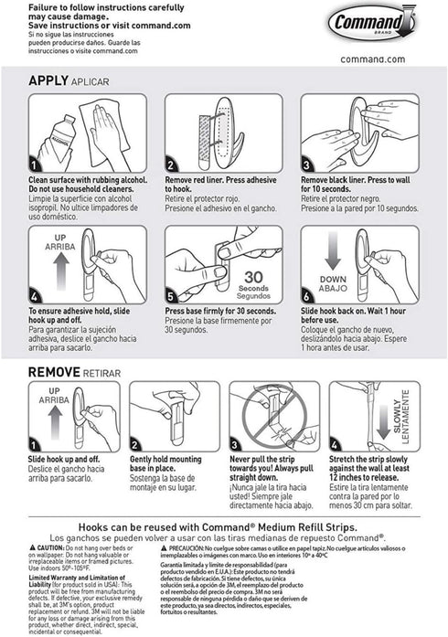 Command Designer Hooks - Medium, White, 4-Hooks