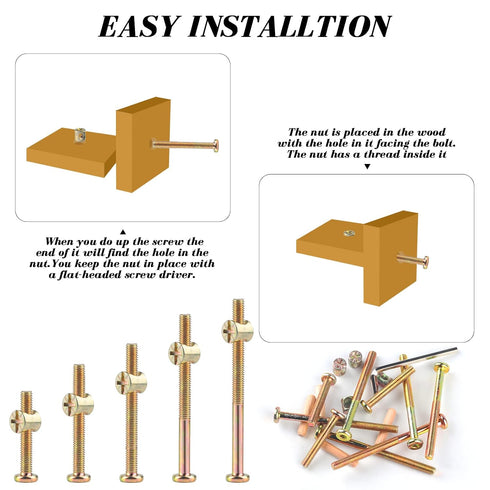 XhjzgcTech 16-Set Crib Screws Replacement Kit,Bolts & Barrel Nuts & Wooden Dowels, Hex Socket Head Cap Screws Nuts