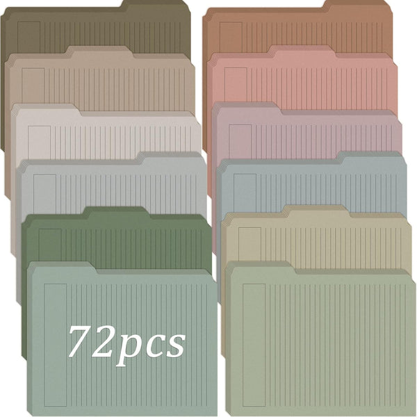 Cholemy 72 Pack Manila Lined Decorative File Folders, Letter Size, 1/3 Cut Tab, Heavyweight Paper (Gentle Colors)