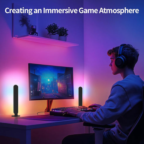 BASON LIGHTING Smart Light Bars, RGB-ICW Smart Led Lights with Music Sync, Bluetooth RGB Desk Light, Gaming Lights
