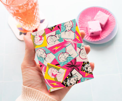 The Golden Girls Retro Fashion Pattern Sticky Note and Tab Box Set, Notepad Stationery Paper for School and Office