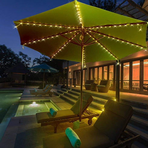 Patio Umbrella Lights, 104 LED String Lights with Remote Control, 8 Lighting Modes, Battery Operated Waterproof Outdoor