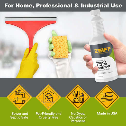 75% Vinegar - Industrial Strength Cleaning Vinegar for Home & Laundry, 32 Oz Horticultural Vinegar