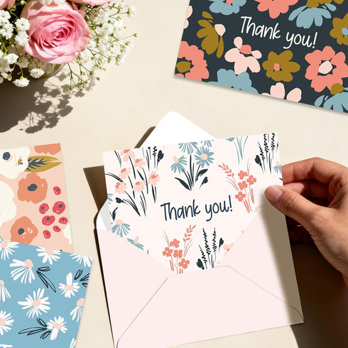 Bomichi 48-Pack Elegant Thank You Cards with Envelopes & Stickers for Special Occasions