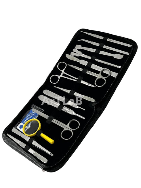 Premium 34 Pcs Advanced Biology Lab Anatomy Medical Student Dissecting Dissection Kit Set with Scalpel Knife Handle Scalpel Blades (All in One with Zipper Case) Blades