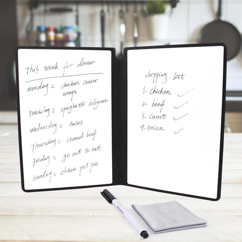 Whiteboard Notebook, Portable Dry Erase White Board Book, Reusable Double-Sided Meeting Notebook with Marker Pen